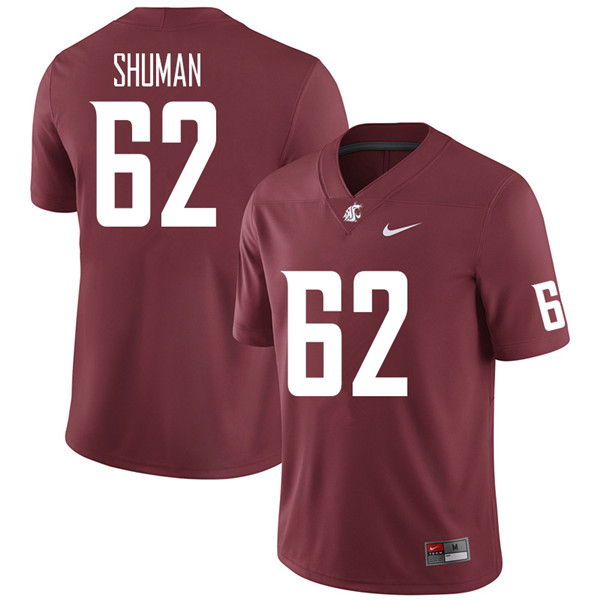 Men #62 Carson Shuman Washington State Cougars College Football Jerseys Sale-Crimson